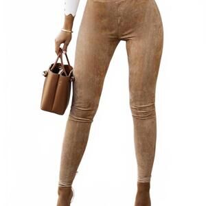 Faux Suede Leggings Latte Brown